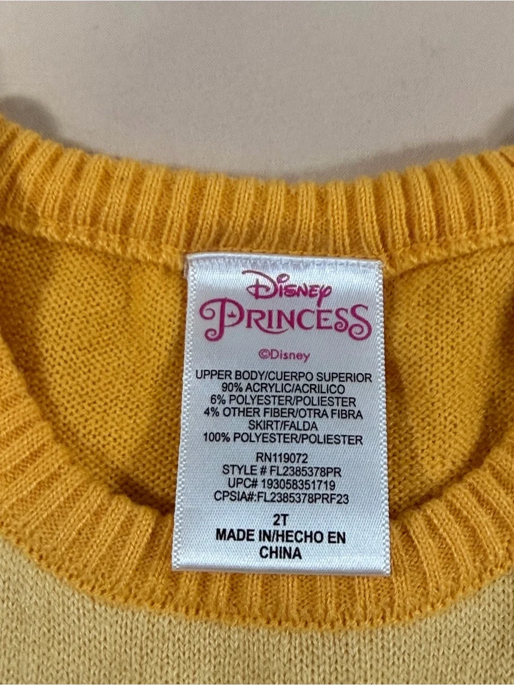 Magical Disney Princess Belle-inspired dress for toddler girls, size 2T